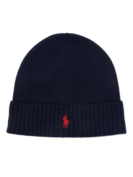 Μάλλινος σκούφος Polo Ralph Lauren με κέντημα μπλε