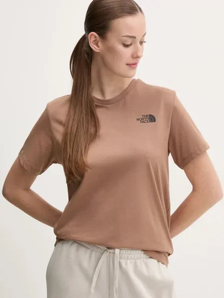 Тениска The North Face Box Relaxed кафяво