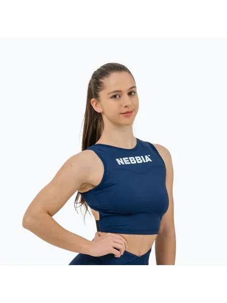 Top de antrenament pentru femei NEBBIA Gym Therapy Cropped dark blue albastru
