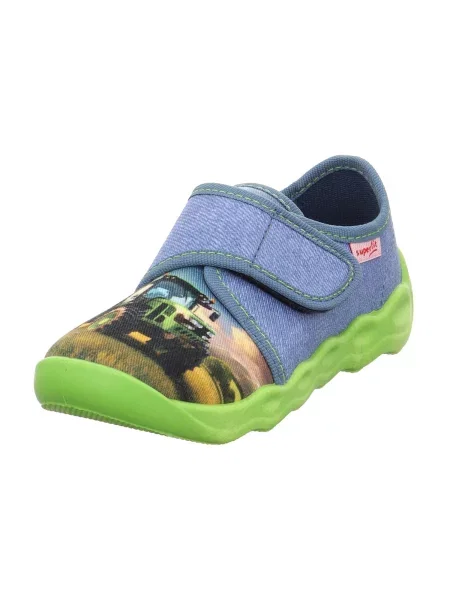 SUPERFIT Papuci de casă Bubble nisipiu / denim / verde limetă albastru