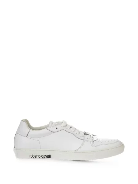Sneakerși Roberto Cavalli din piele cu autograf alb