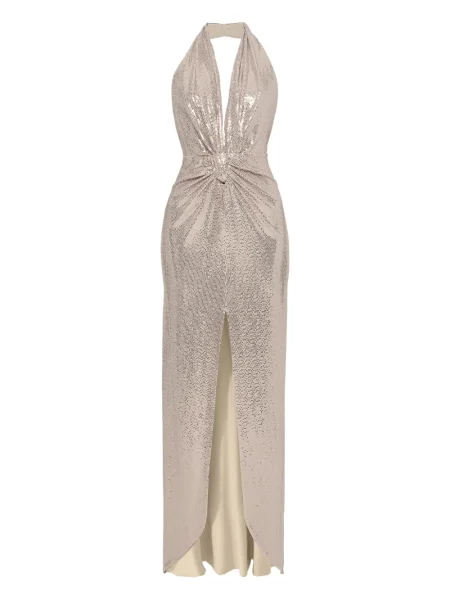 Rochie maxi Nissa cu paiete cu spatele deschis de costum
