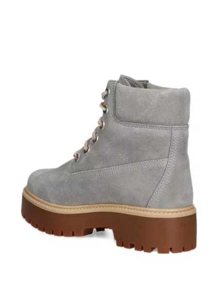 Botki Timberland na platformie w miejskim stylu z kamieniami szare
