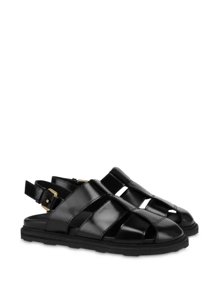 Sandale Moschino din piele de lac negru