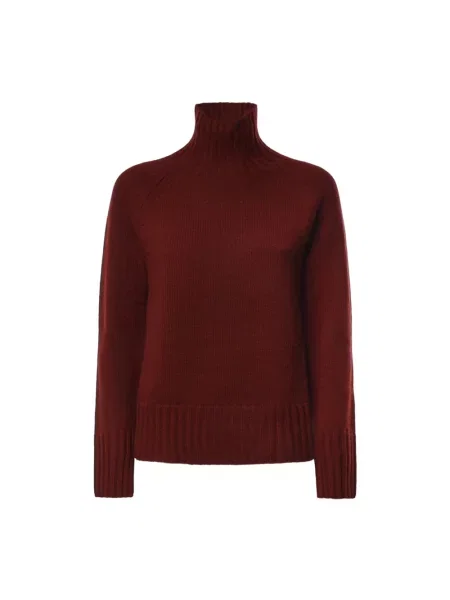 Lniany sweter z golfem Max Mara czerwony