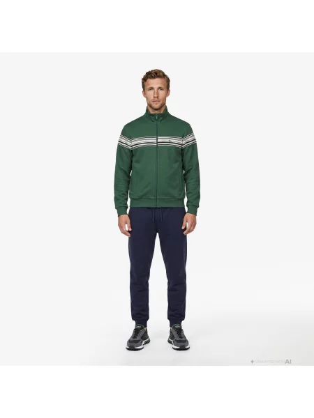 Lacoste Bluza Z Zamkiem Z Blokadą Koloru Regular Fit zielona
