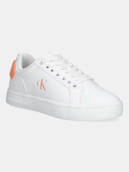 Calvin Klein Jeans sneakers din piele CLASSIC CUPSOLE RU PATCH LTH WN alb
