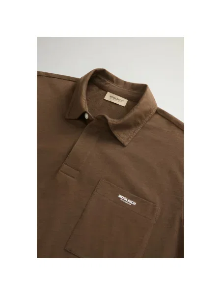 Koszulka polo Woolrich z logo brązowa