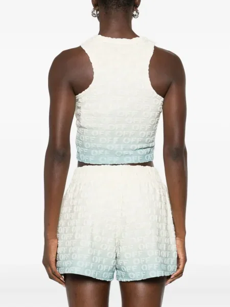 Top Off-white din jacard alb