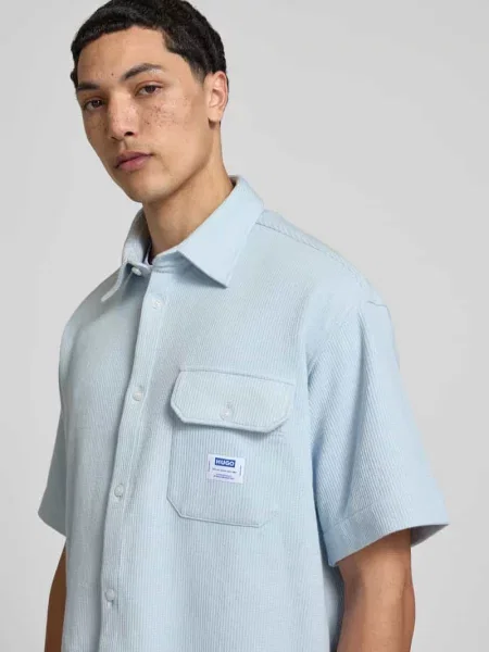 Oversized koszula casual z mieszanka bawełny model EBAFFINO' Hugo Blue