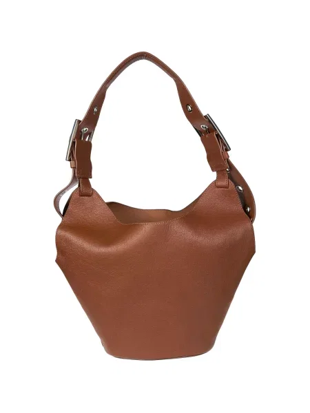 Geanta de piele Dondup din piele cu cataramă mini maro