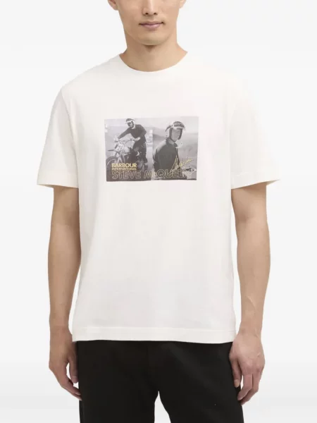 Tricou Barbour International cu imagine alb