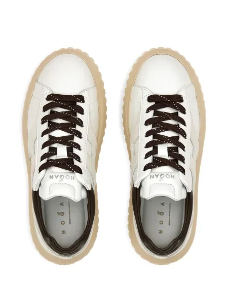 Sneakerși Hogan din piele cu platformă alb