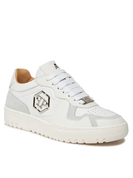 PHILIPP PLEIN Sneakers Mix Leather Lo Top Sneakers SADS 01 alb