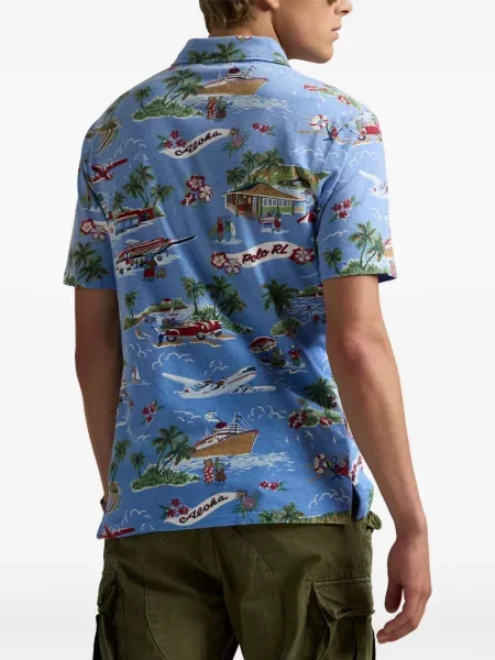 Scurt cămașă Polo Ralph Lauren cu cordon tricotate albastru