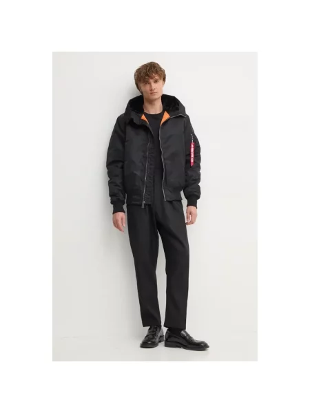 Kurtka Alpha Industries Hooded Bomber black czarna