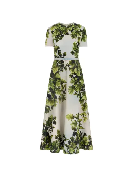 Rochie midi Oscar De La Renta cu imagine verde