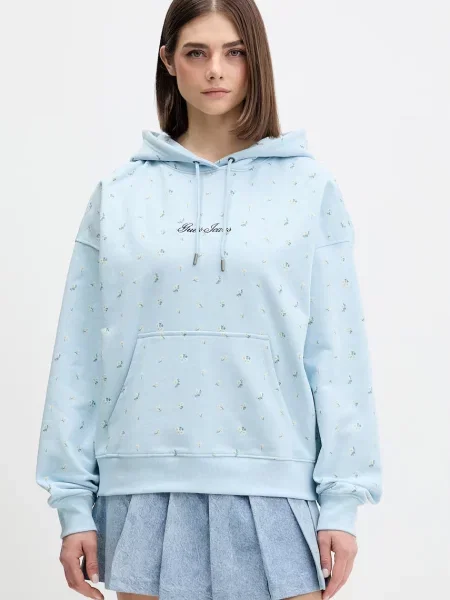 Guess Jeans bluza z kapturem niebieska