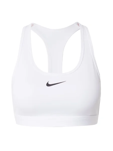 NIKE Sutien sport Swoosh negru / natural alb