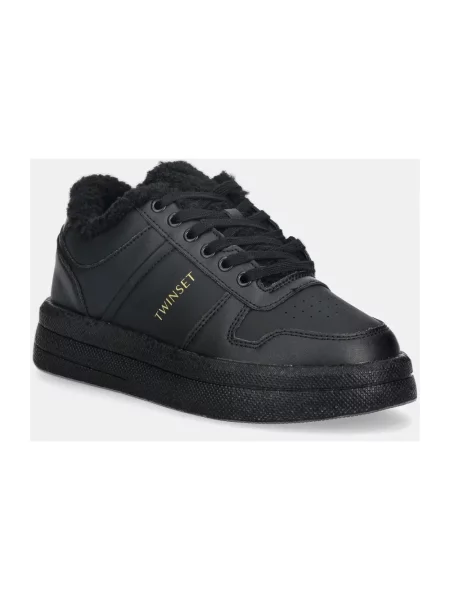 Sneakersy Twinset sznurowane skórzane czarne
