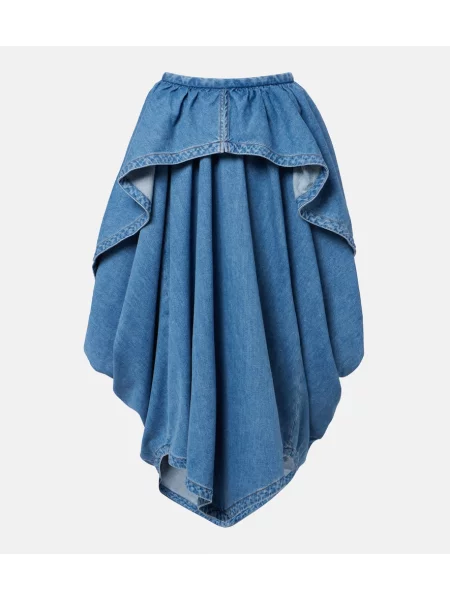 Fustă din denim Loewe asimetrică albastru