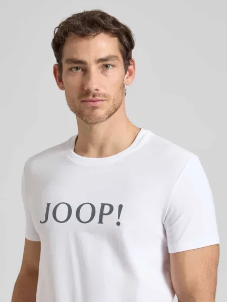 T-shirt z logo i okrągłym dekoltem Joop! Collection biała
