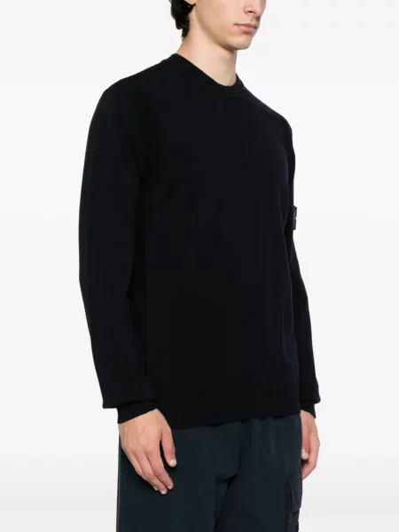 Pulover Stone Island cu decolteu rotund cu strasuri albastru