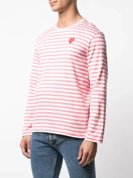 Pruhované tričko Comme Des Garçons Play růžové