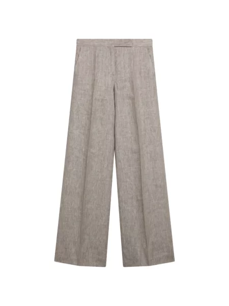 Lniane spodnie lniane Max Mara w jodełkę