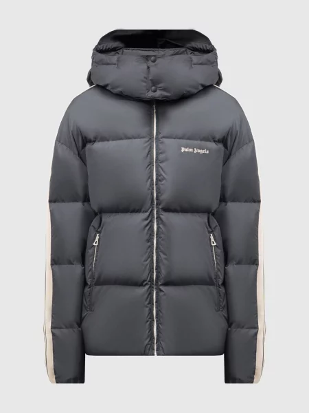 Пуховик з логотипом Palm Angels S сірий