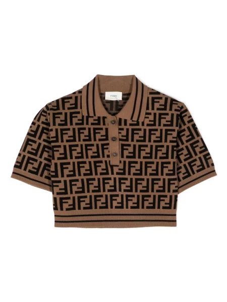Koszulka polo dziecięca Fendi brązowa