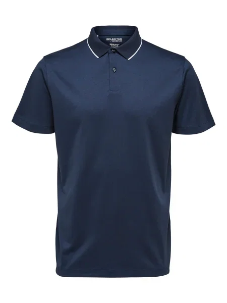 Selected Homme Tricou polo Leroy Bleumarin alb