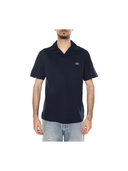 Lacoste polo z dodatkiem lnu niebieska