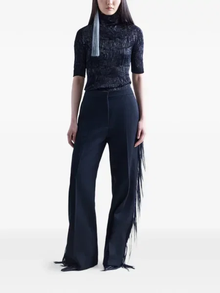 Pantaloni Fforme cu franjuri negru