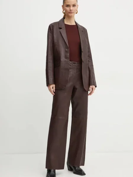 Шкіряний піджак Forte Forte однобортний однотонний jacket червоний