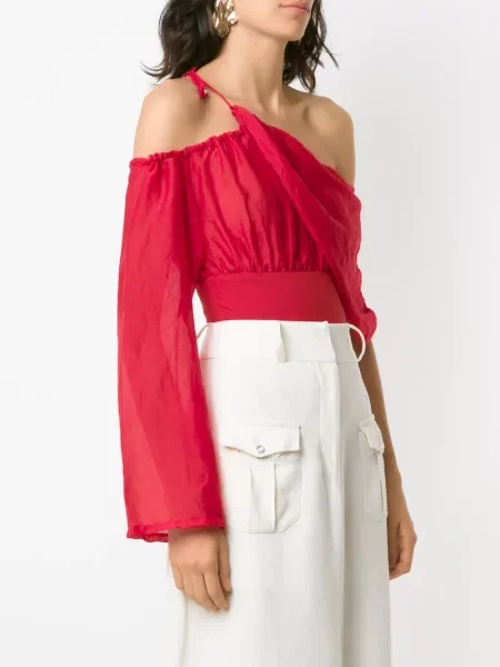 Udrapować bluzka Amir Slama na jednym ramieniu czerwona