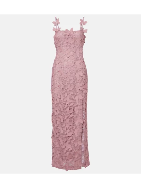 Rochie maxi Blumarine cu broderie din dantelă roz