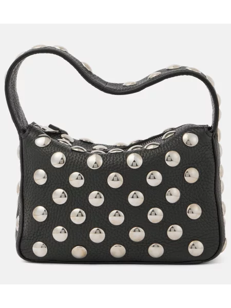 Usnjena torbica Khaite z žeblji črna