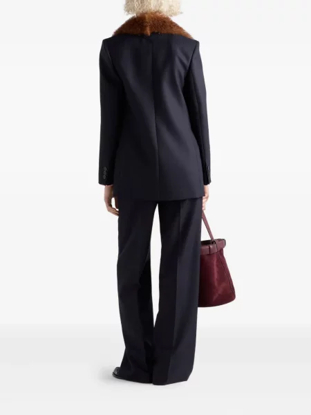 Pantaloni Prada cu model herringbone albastru