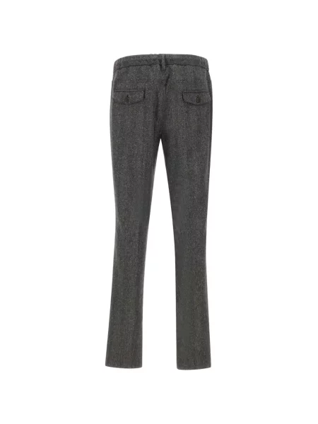 Pantaloni Eleventy cu model herringbone cu cordon gri