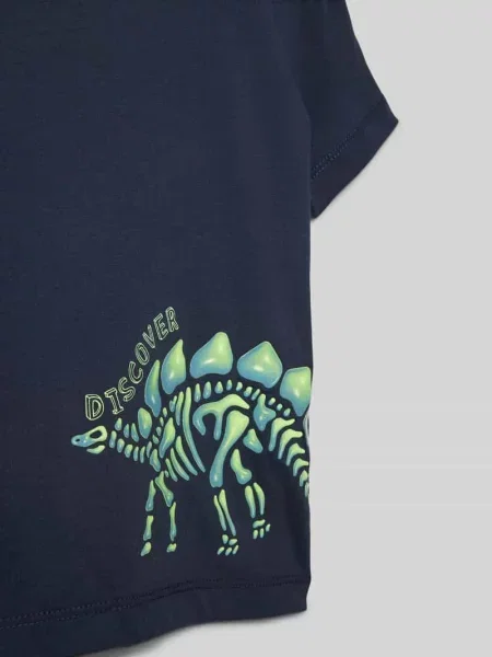 T-shirt o kroju regular fit z mieszanki miękkiej bawełny z silikonowym nadrukiem S.oliver Red Label granatowa