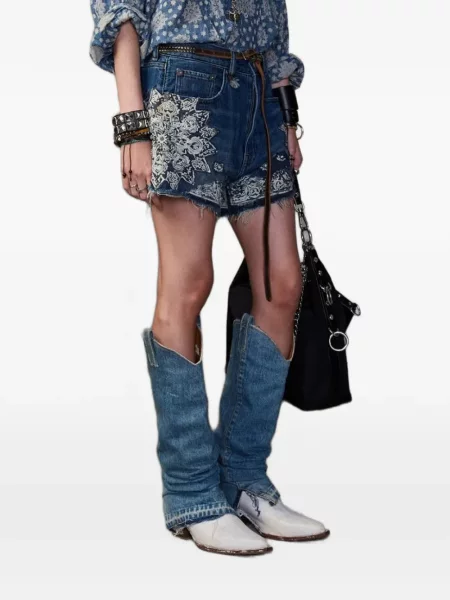 Pantaloni scurți R13 cu imagine albastru