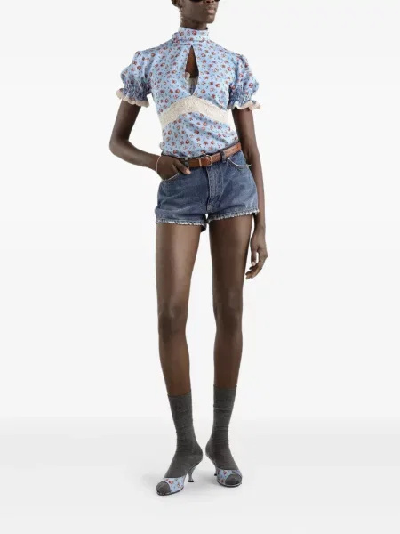 Bluză Dolce & Gabbana cu model floral cu imagine albastru