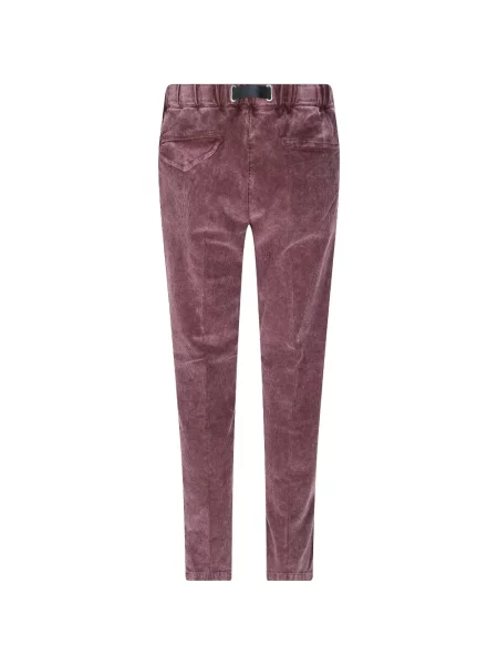 Cu centură pantaloni White Sand de catifea cord alb