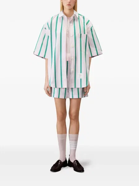 Cămașă Thom Browne cu dungi din poplin roz
