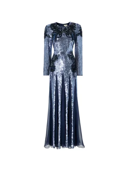 Rochie maxi Temperley London cu model floral albastru