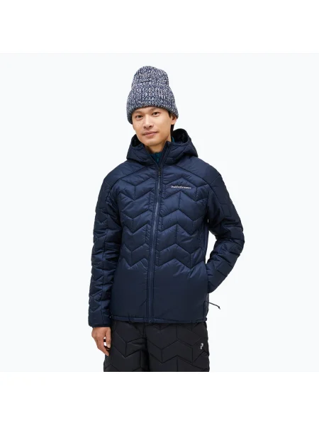 Geacă Peak Performance cu glugă albastru