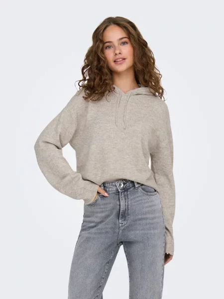Худі JDY RUE LIFE L/S SHORT HOOD PUL KN молочний поліестер/акрил