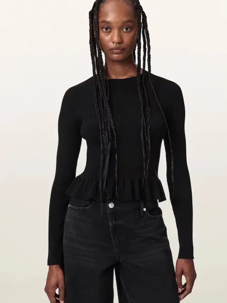 AllSaints pulover pentru femei cu vâscoză JAS negru