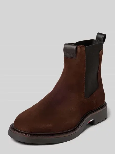 Buty chelsea ze skóry welurowej Tommy Hilfiger brązowe